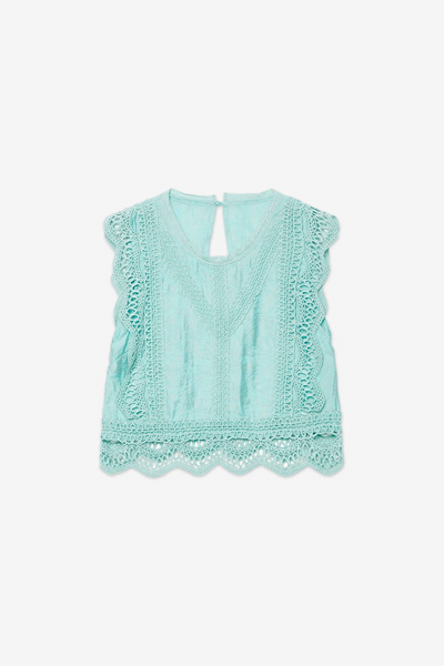 Top Guipur Turquoise