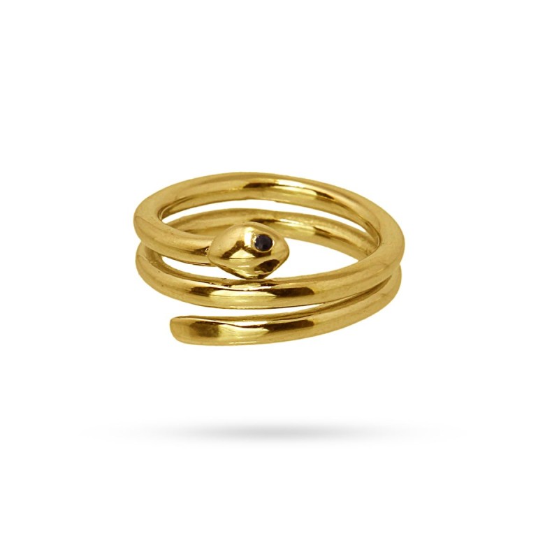 Anillo serpiente triple dorado