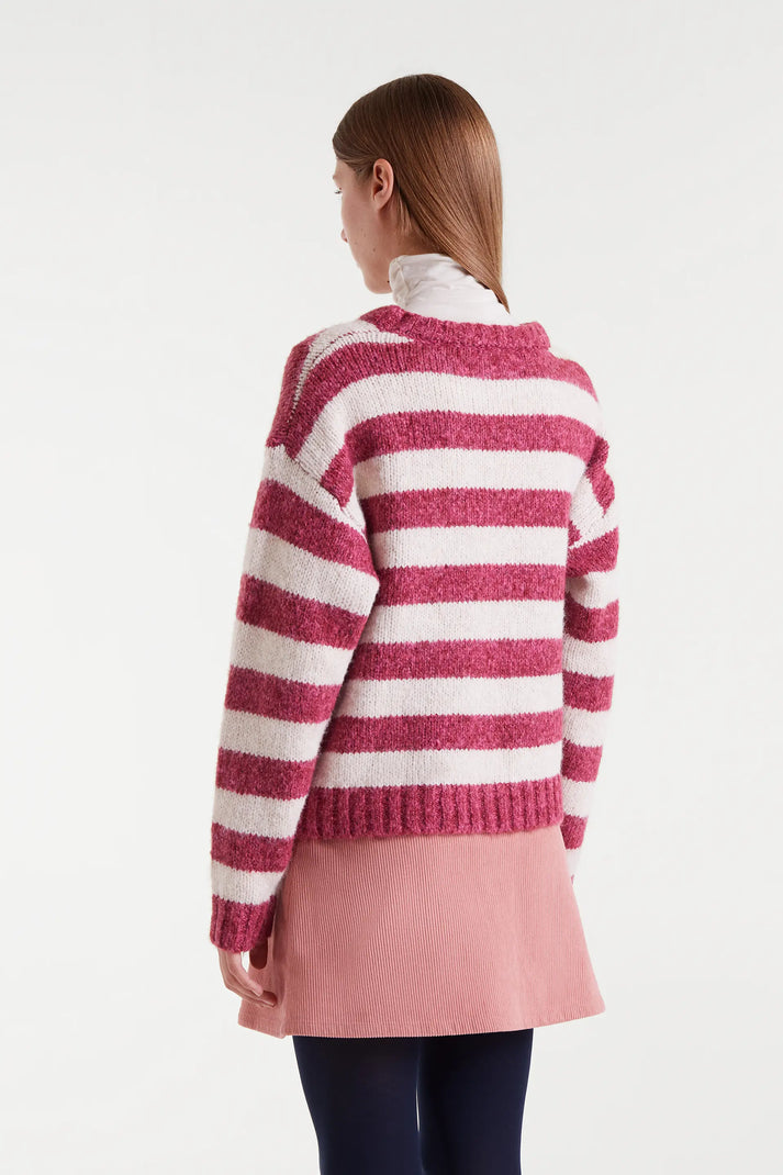 Jersey Rayas White & Fuchsia