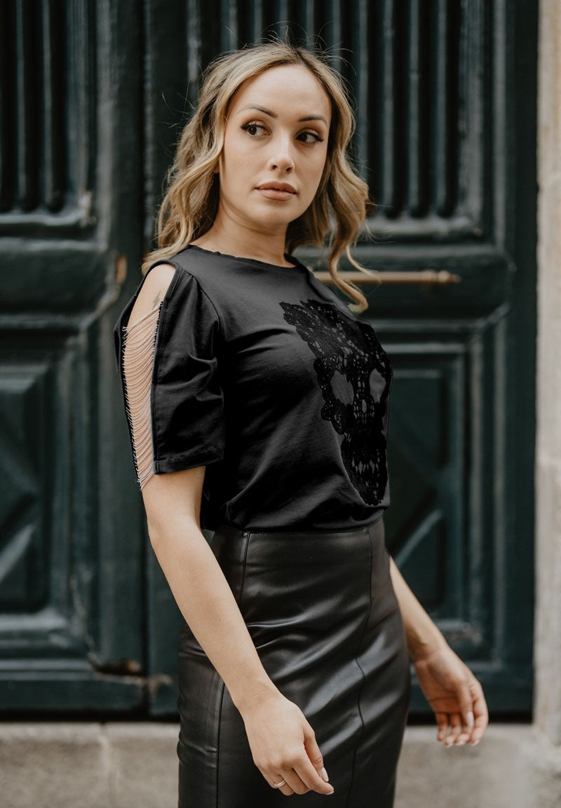 Camiseta Calavera Encaje