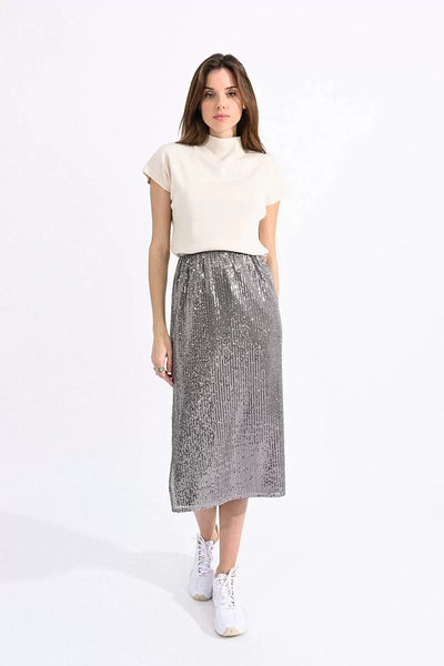 Falda midi Sequin