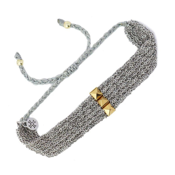 Woven bracelet rivets plata